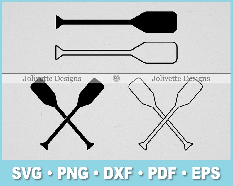 May include: Two black and white paddle designs. The top two designs are single paddles, while the bottom two designs are crossed paddles.
