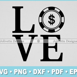 Love, Poker Chip, Casino, Gambling, Gamble, Clip Art, Clipart, Design, Svg Files, Png Files, Eps, Dxf, Pdf, Silhouette, Cricut, Cut File