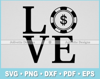 Love, Poker Chip, Casino, Gambling, Gamble, Clip Art, Clipart, Design, Svg Files, Png Files, Eps, Dxf, Pdf, Silhouette, Cricut, Cut File