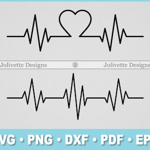 Hartslagen, hart, EKG, ECG, Golf, lijn, illustraties, clipart, ontwerp, SVG-bestanden, PNG, EPS, DXF, PDF, silhouet, Cricut, bestand knippen