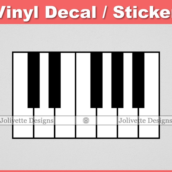 Piano, Piano Keys, Notes, Music, Keyboard Decal, Car Decal, Laptop Decal, Yeti Decal, Sticker, Vinyl