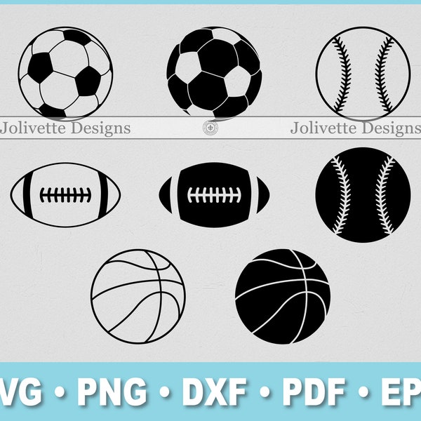 Sports Ball, Baseball, Basketball, Football, Soccer Ball, Clipart, Clip Art, Design, Svg Files, Png Eps Files, Dxf, Silhouette, Cricut, Cut