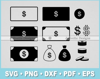 Money, Dollars, Bags, Coins, Cash, Bills, Dollar Sign, Clip Art, Clipart, Design, Svg Files, Png, Eps, Dxf, Pdf, Silhouette Cricut, Cut File