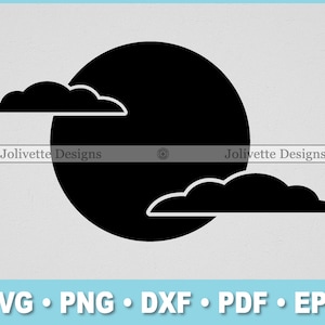 Full Moon, Clouds, Night, Sky, Clouds, Clip Art, Clipart, Design, Svg Files, Png Files, Eps, Dxf, Pdf Files, Silhouette, Cricut, Cut File