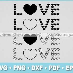 Love with Hearts, Heart, Love, Valentine, Clip Art, Clipart, Design, Svg Files, Png Files, Eps, Dxf, Pdf Files, Silhouette, Cricut, Cut File