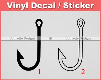 Fish Hook, Fishing, Nautical, Fish, Hooks, Decal, Car Decal, Laptop Decal, Yeti Decal, Sticker, Vinyl