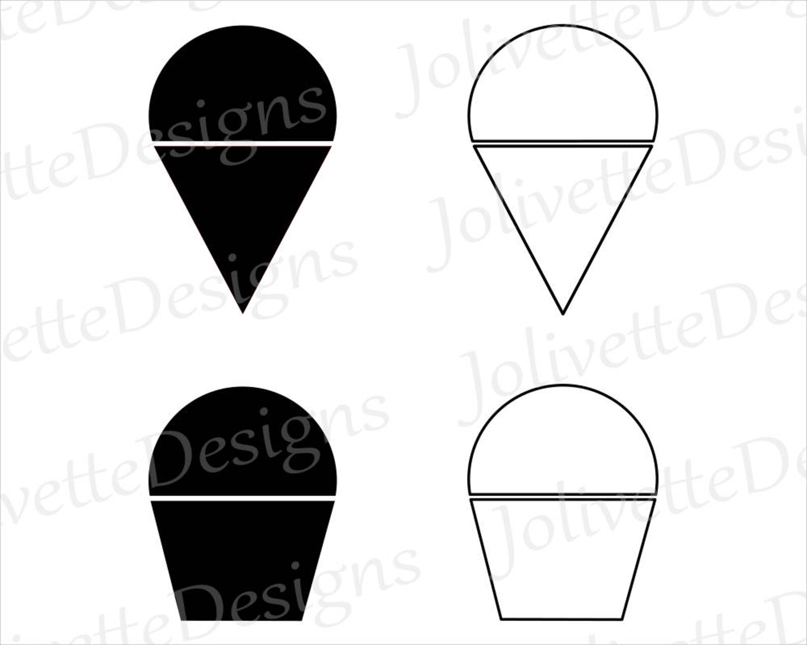 Snow Cone Ice Cream Cones Cups Dessert Clip Art Clipart | Etsy