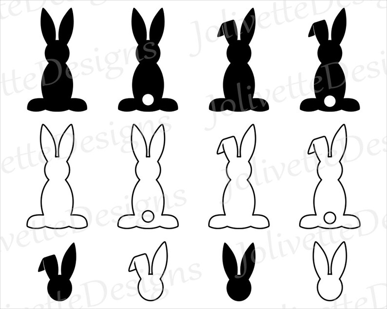 Rabbit Bunny Easter Ears Clip Art Clipart Design Svg | Etsy