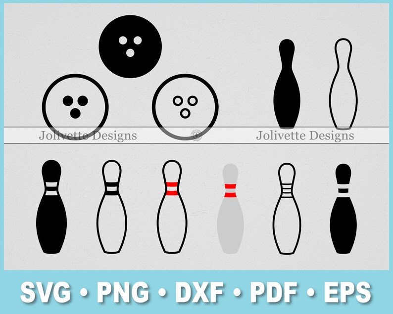 Bowling, Bowling Ball, Bowling Pin, Sport, Clip Art, Clipart, Design, Svg Files, Png Files, Eps, Dxf, Pdf File, Silhouette, Cricut, Cut File image 1