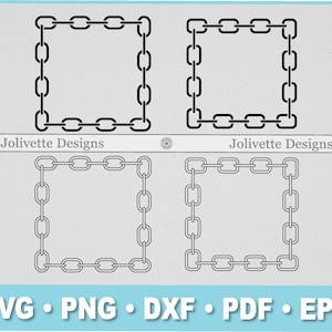Cadenas cuadradas, Marco, Enlaces, Borde de cadena, Imágenes Prediseñadas, Imágenes Prediseñadas, Diseño, Archivos Svg, Archivos Png, Eps, Dxf, Pdf, Silueta, Cricut, Archivo recortado