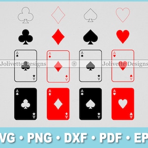 Karty do gry, as, diamenty, pik, kiery, trefle, clipart, clipart, projekt, pliki Svg, png, eps, dxf, pdf, sylwetka, cricut, plik do cięcia