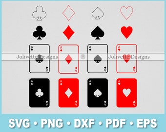 Spelkort, Ess, Ruter, Spader, Hjärter, Klöver, Clip Art, Clipart, Design, Svg-filer, Png, Eps, Dxf, Pdf, Silhuett, Cricut, Klippfil