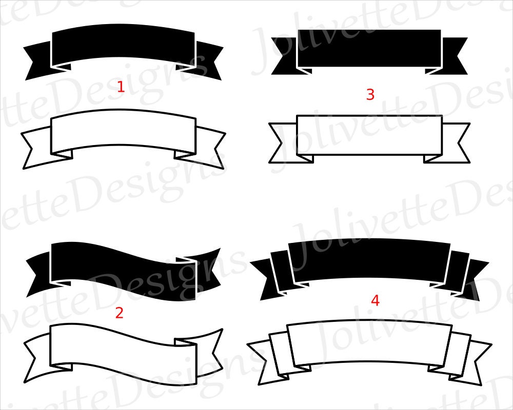 Banner Ribbon Label Scroll Clip Art Clipart Design Svg | Etsy