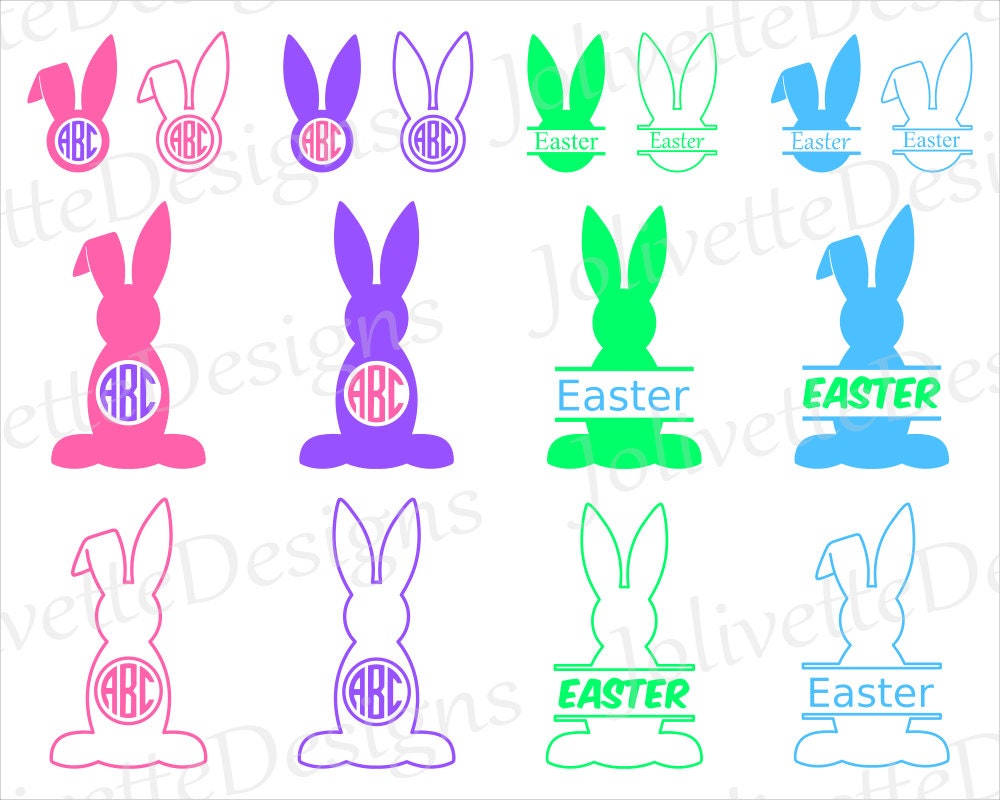 Rabbit Bunny Easter Monogram Spring Clip Art Clipart - Etsy
