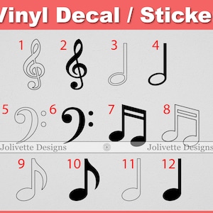 Music Notes, Note, Treble Clef, Bass, Quarter, Eighth, Half Decal, Car Decal, Laptop Decal, Yeti Decal, Sticker, Vinyl