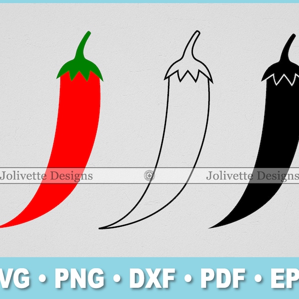 Pepper, Chili, Jalapeno, Hot, Red, Spicy Clip Art, Clipart, Design, Svg Files, Png Files, Eps, Dxf, Pdf Files, Silhouette, Cricut, Cut File