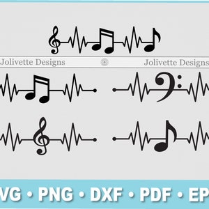 Muzieknoot, hartslagen, hart, EKG, ECG, Golf, lijn, illustraties, clipart, ontwerp, SVG-bestanden, PNG, EPS, DXF, PDF, silhouet, Cricut, bestand knippen