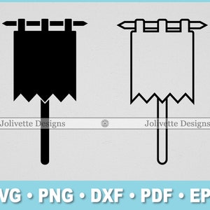 Estandarte medieval, Bandera, Signo, Poste Clip Art, Imágenes Prediseñadas, Diseño, Archivos Svg, Archivos Png, Eps, Dxf, Archivos Pdf, Silueta, Cricut, Archivo recortado