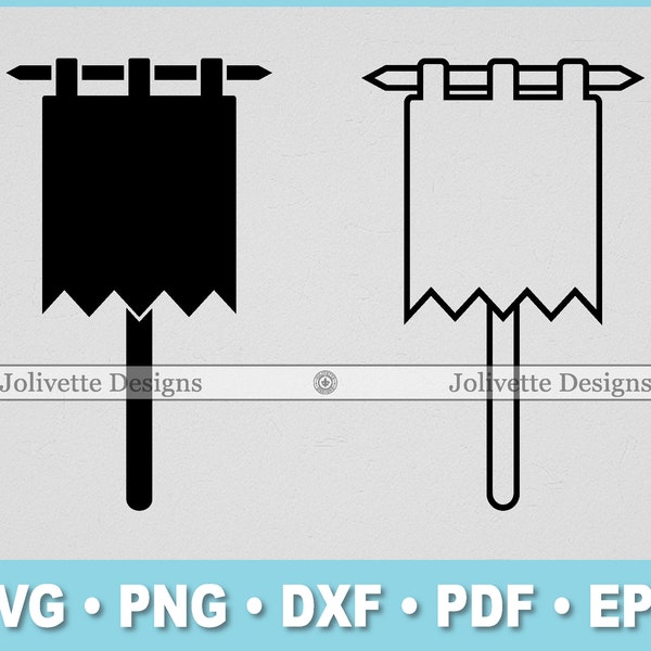 Medieval Banner, Banner, Sign, Pole Clip Art, Clipart, Design, Svg Files, Png Files, Eps, Dxf, Pdf Files, Silhouette, Cricut, Cut File