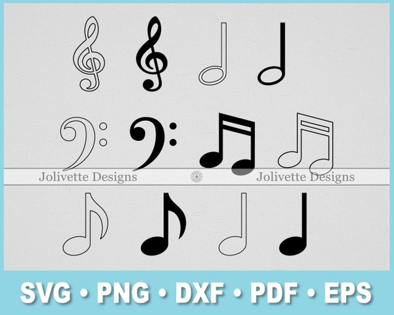 Note musicali, Nota, Chiave di violino, Basso, Quarto, Ottavo, Metà,  ClipArt, Clipart, Design, File in formato Svg, Png, Eps, Dxf, Pdf,  Silhouette, Cricut, -  Italia