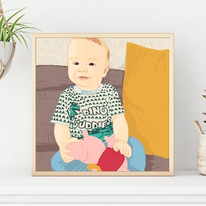 Baby Portrait, Custom Christmas Gift Portrait, Newborn Baby Gift Idea, Custom Drawing, Portraiture, Child Gift Idea image 1