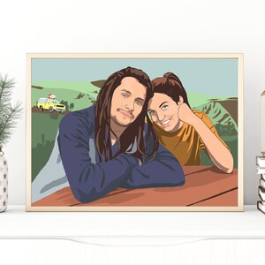 Couple Custom Illustration, Couple Portrait Drawing, Unique Valentine’s Gift for Him, Personalised Gift, Custom Drawing, Anniversary Gift