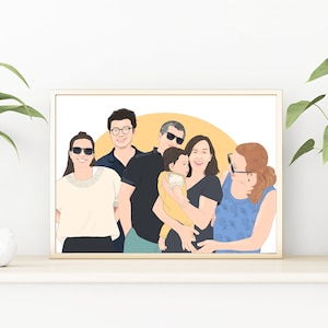 Custom Family Portrait, Family Picture, Group Illustration, Holiday Portrait, Personalized Gift, Family Illustration, Family Gift Idea