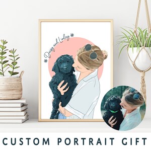 Custom Portrait Drawing, Personalised Christmas Gift, Portrait from Photo, Custom Illustration, Drawing with Pet, Unique Portrait Gift