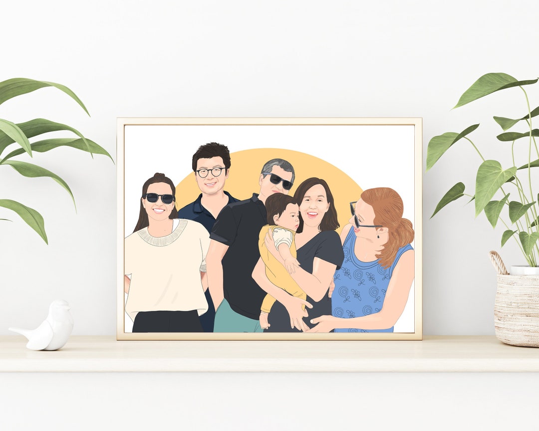 Portrait de famille personnalisé, photo de famille, illustration de ...