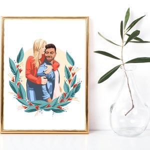 Niestandardowa ilustracja pary | Niestandardowy portret | Prezent na Dzień Ojca | Rocznica | Pomysł na niestandardowy prezent | Spersonalizowany prezent