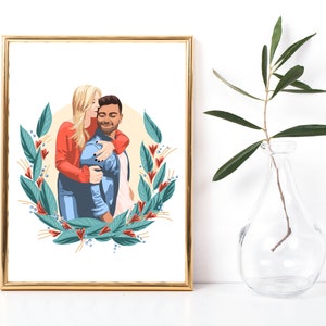 Custom Couple Illustration Custom Portrait Fathers Day Gift Anniversary Custom Gift Idea Personalised Gift image 1