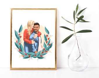 Custom Couple Illustration | Custom Portrait | Fathers Day Gift | Anniversary | Custom Gift Idea | Personalised Gift