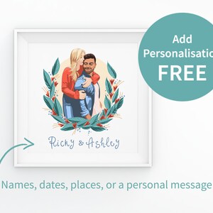 Custom Couple Illustration Custom Portrait Fathers Day Gift Anniversary Custom Gift Idea Personalised Gift image 2