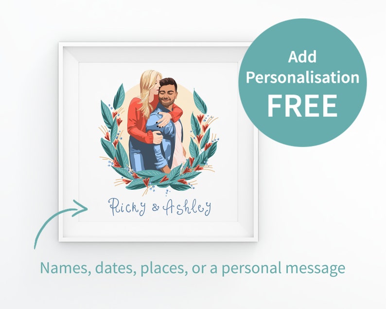 Custom Couple Illustration Custom Portrait Fathers Day Gift Anniversary Custom Gift Idea Personalised Gift image 2