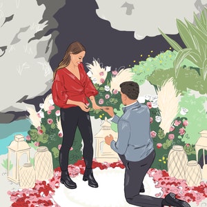Custom Couple Illustration | Digital | Christmas Gift Idea | Custom Portrait | Couple Illustration | Wall Art | Personalised Gift