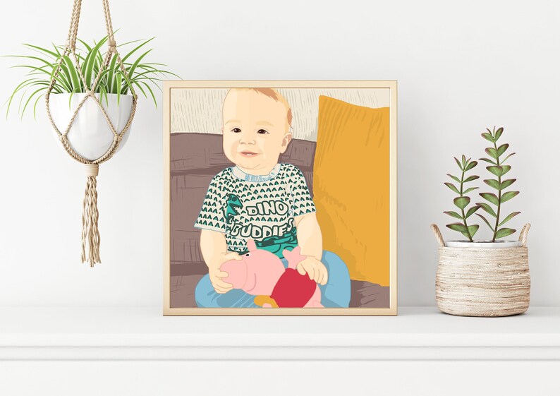 Baby Portrait, Custom Christmas Gift Portrait, Newborn Baby Gift Idea, Custom Drawing, Portraiture, Child Gift Idea image 1