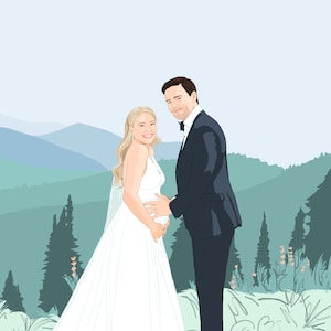 Custom Wedding Portrait, Couple Drawing, Couple Illustration, Drawing from Photo, Personalised Anniversary Gift