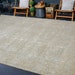 9’3 x 12’10 Classic Vintage Rug Olive,  Taupe Beige + Denim Blue 60’s Carpet