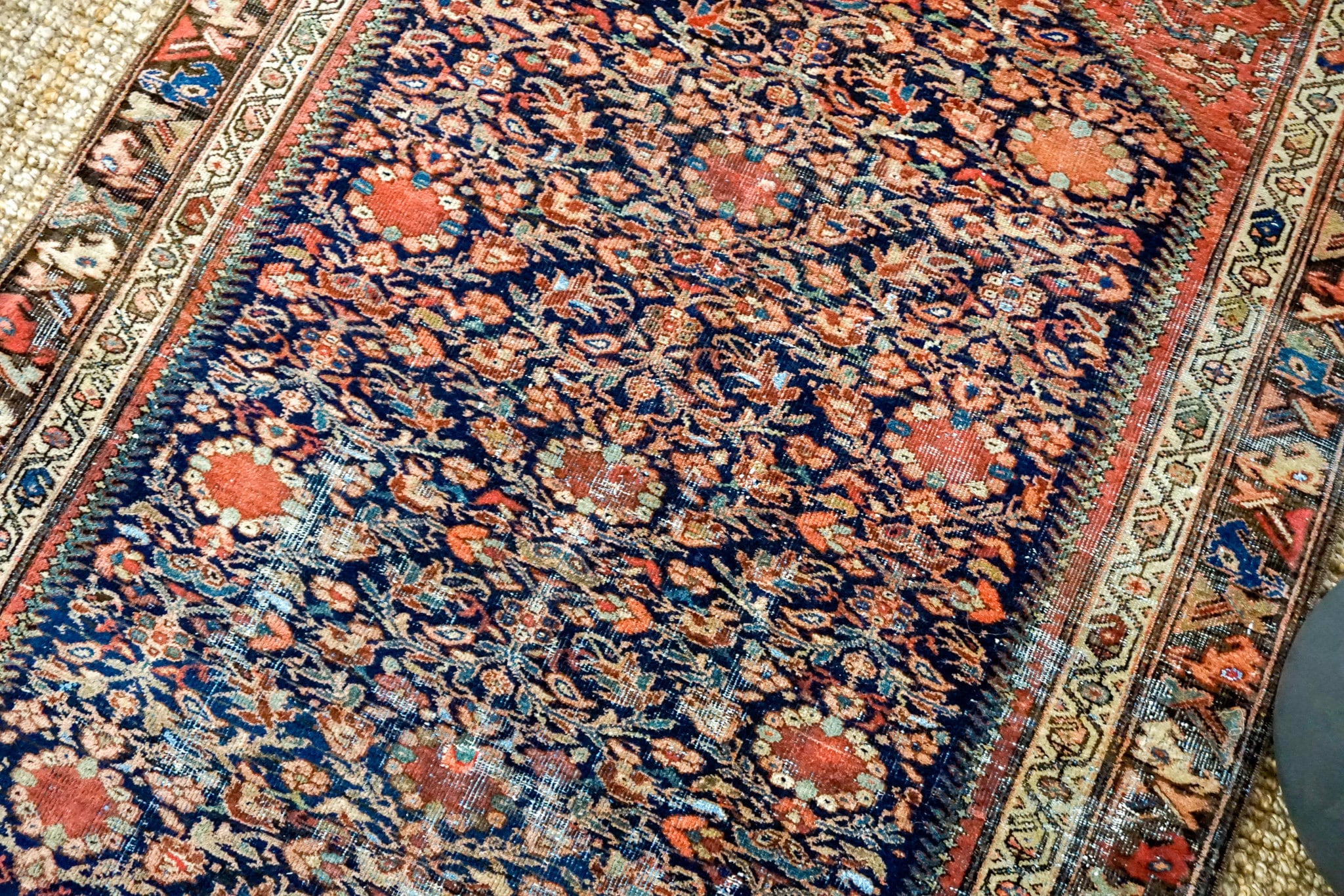 43 X 61 Classic Vintage Rug Muted Dark Navy Blue Blush Etsy UK