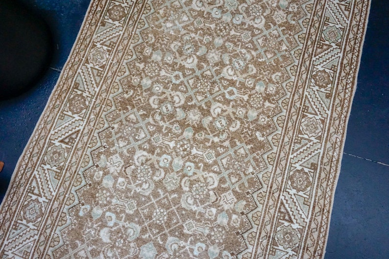 35 X 109 Vintage Runner Muted Light Brown Sage and Cream Etsy