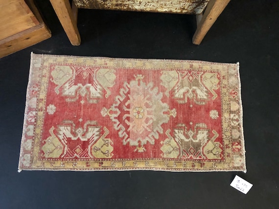 No.18 ヴィンテージラグ　トルコ　マット turkish rug ミニ 18