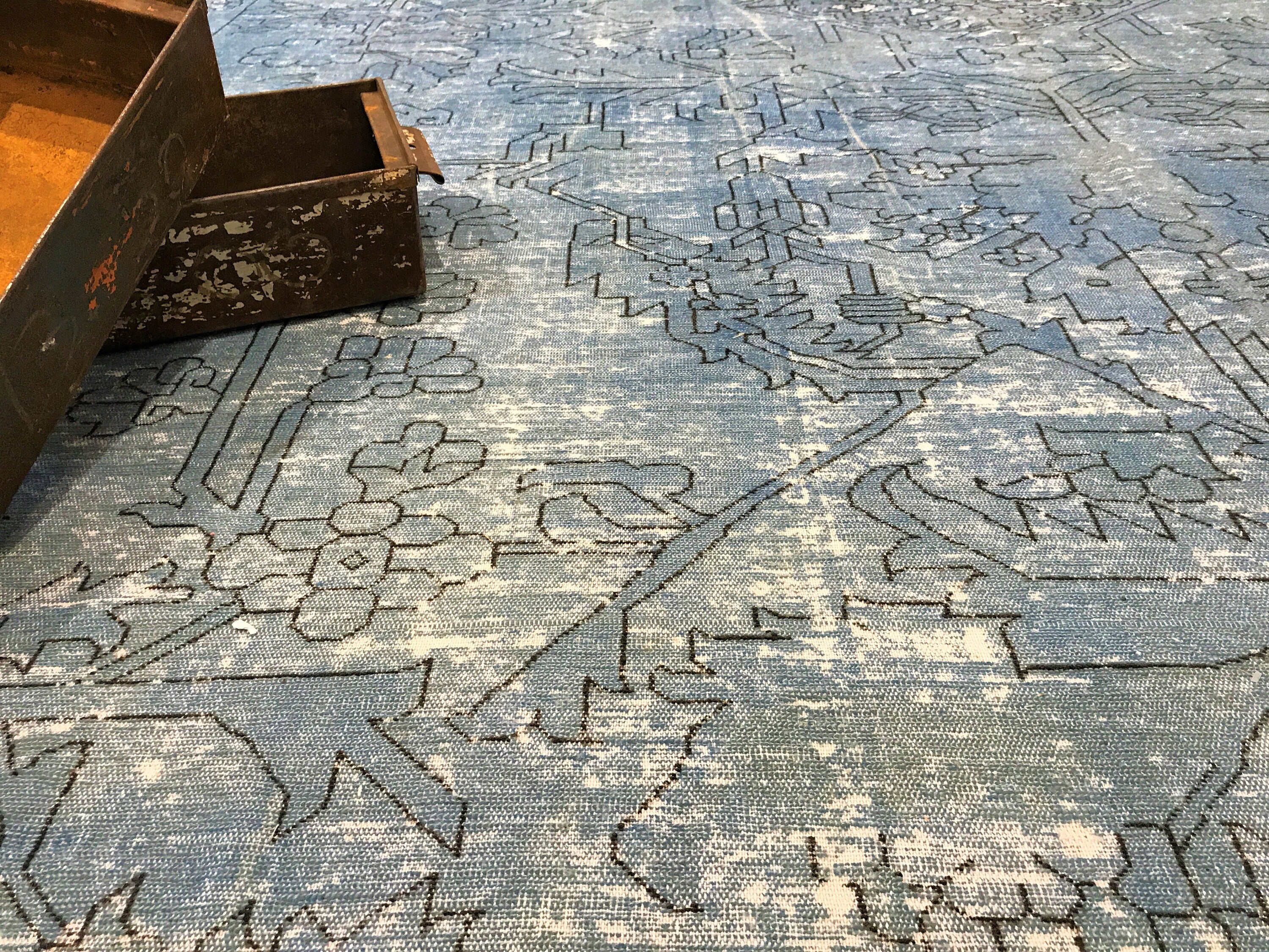 Antique Persian Rug Large Carpet Vintage Heriz Antique Persian Rug Large Carpet Vintage Heriz Distressed Blue 13 X17 Faded Overdyed Free Domestic