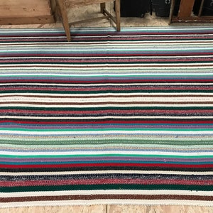 6 x 7 Striped Vintage Kilim Flatweave Carpet Filikli Turkish Kilim 60&#39;s