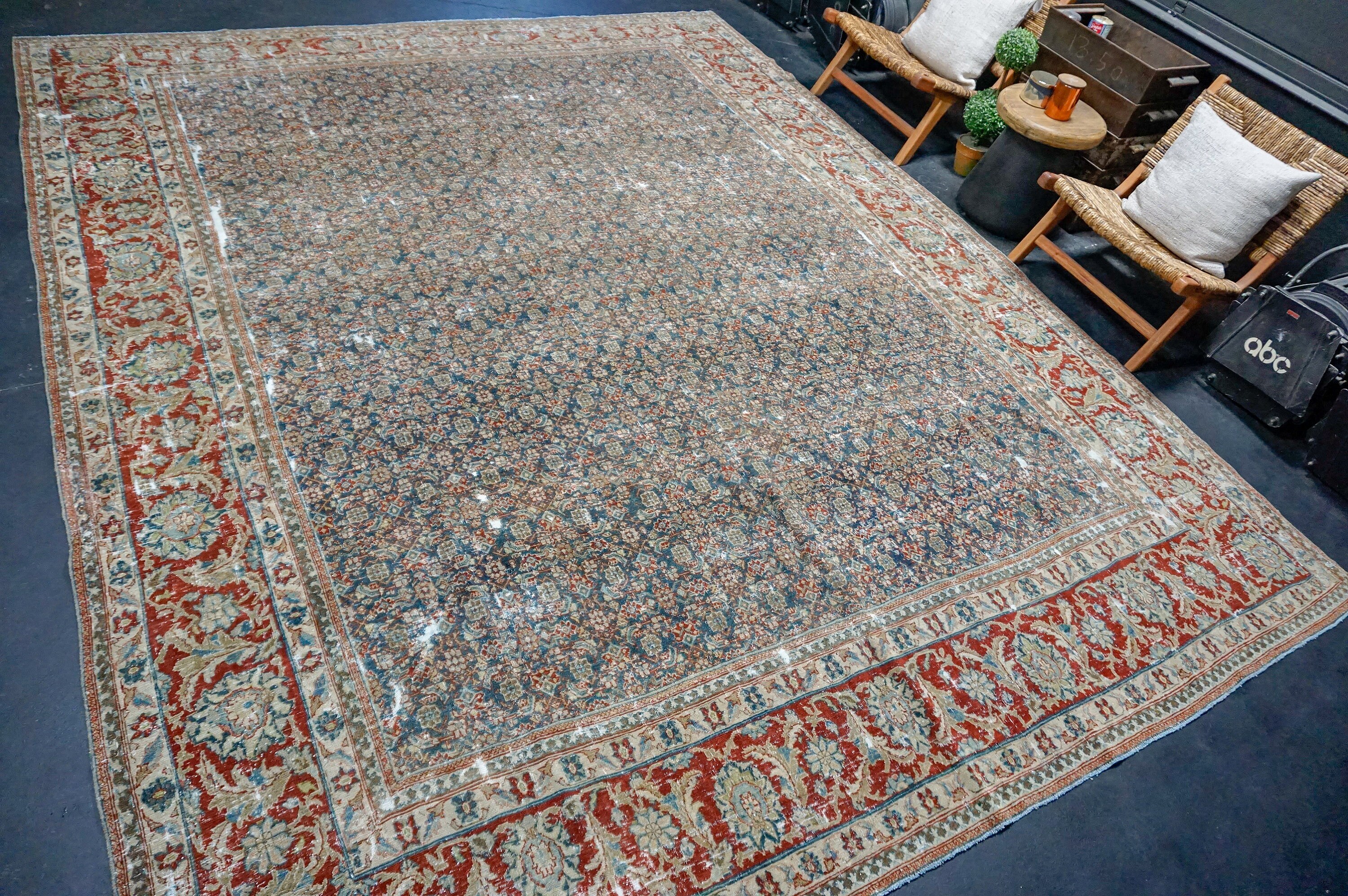 10’ X 12’5 Classic Antique Rug Muted Blue, Wine, Taupe & Gray SB - Etsy