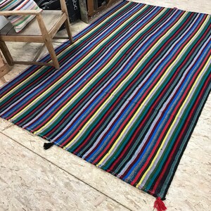 6 x 9 Striped Vintage Kilim Flatweave Carpet Filikli Turkish Kilim 60&#39;s