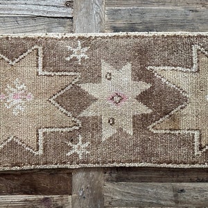 1’1 x 2’3 Antique Kars Rug Muted Camel Beige + Brown