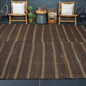 8’9 x 10’3 Brown + Cream Vintage Flatweave Kilim