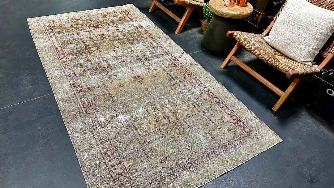 4’2 X 8’1 Classic Antique Rug Muted Slate, Clay, Seafoam, Taupe ...