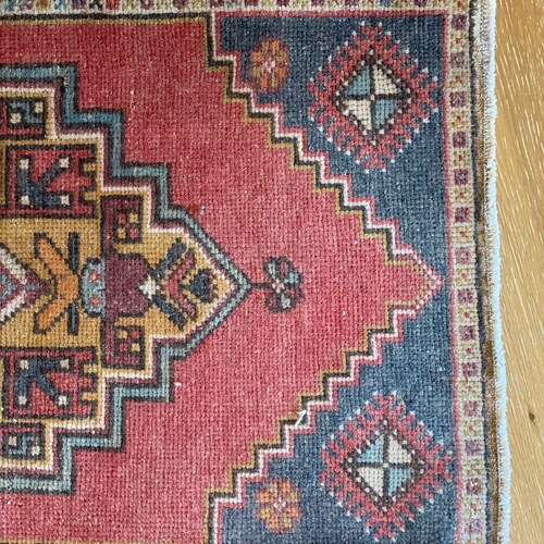 20” x 37” Vintage Turkish Oushak Mat shops Rug Yastik 70's Small Carpet Soft Red, Gray & Gold