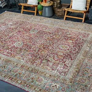 122 X 163 Distressed Silk 17th Century Persian Design Tibetan Rug 